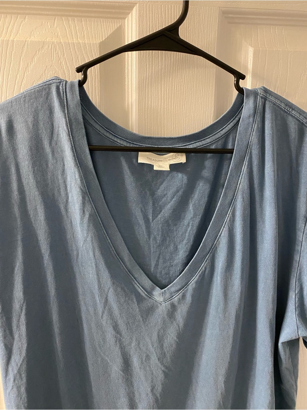Treasure and bond V-Neck Women's Top in Dusty Blue - Picture 3 of 5